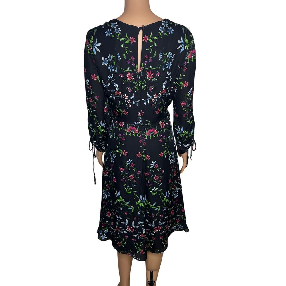 Milly Diana Silk Dress size 8 Black Floral New Fit and flare Cocktail - Picture 2 of 16